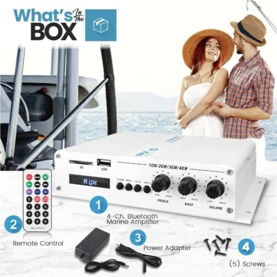 1 PYLE PFMRA450BW Marine Verstärker 4 Ch Waterproof Für Boote Pool - Bild 1 von 4