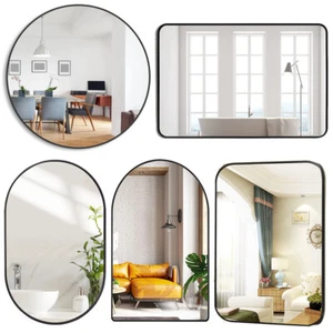 Espejo de baño redondo/rectangular/ovalado/ventana espejo de pared espejo decorativo con marco de metal - Imagen 1 de 28