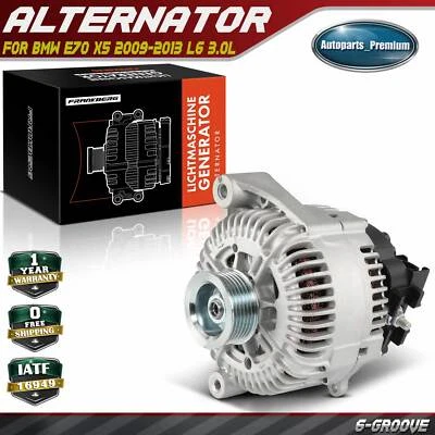 Alternador para BMW E70 X5 2009-2013 L6 3,0 L 220 Amp 12 voltios CW polea de 6 ranuras Foto 1 de 4