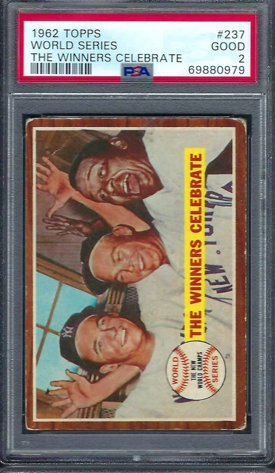 1962 Topps  # 237 World Series The Winners Celebrate PSA 2 - Image 1 of 1