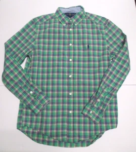 BOYS RALPH LAUREN GREEN BLUE PLAID BUTTON DOWN DRESS SHIRT SIZE L 14 16 - Picture 1 of 2