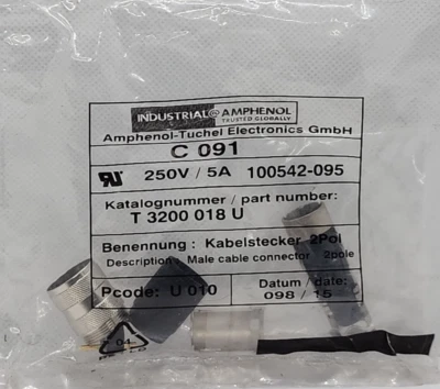 AMPHENOL-TUCHEL C 091 250V / 5A 2Pole, Male Cable Connector [2ES1] - Image 1 of 2