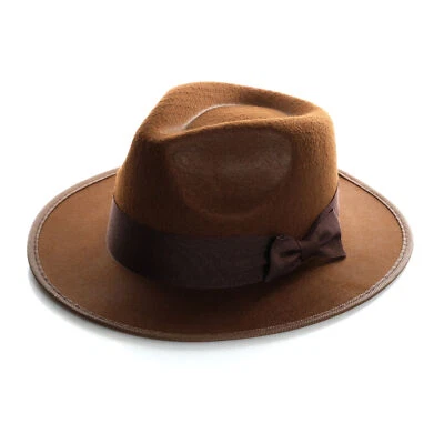 BROWN FELT FEDORA HAT WESTERN EXPLORER FANCY DRESS FILM CHARACTER TEMPLE RAIDER - image 1 of 4