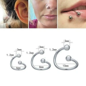 16G 1/4"" 5/16"" BOLA DE ACERO ESPIRAL TORCEDOR OREJA TRAGUS LABIO ANILLO VIENTRE PERFORACIÓN - Imagen 1 de 6