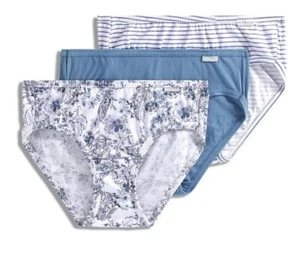 New Jockey Women's size 7 Underwear Elance Cotton Bikini 3 Pack Blue White Strip - Picture 1 of 2