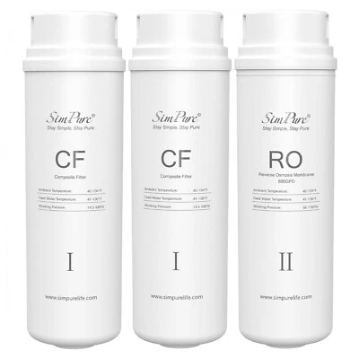 CF+RO Membrane Water Filter Replacement Cartridges 1-Year Set for SimPure Q3-600 - Image 1 of 4