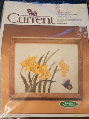 Vintage Current Spring Spirit Flowers Butterfly Counted Cross Stitch Kit NIP - Image 1 of 2