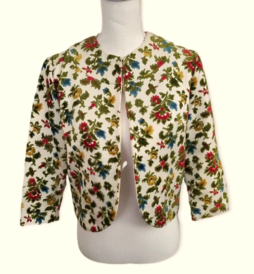 Chaqueta floral de terciopelo vintage Knits by Camelon Cut mediana para mujer (leer) Foto 1 de 4