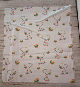 Snoopy Rainbow Hearts Crafting Fabric Sewing Piece 13" X 12" - Picture 1 of 2