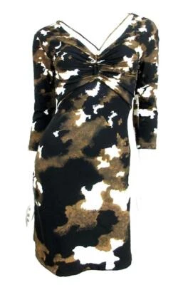 ROBERTO CAVALLI PRINT SERPENT EMBELLISHED V-NECK JERSEY DRESS SZ.XS - Image 1 of 4