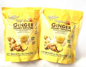 2 Bags-Ginger Honey Crystals Instant Tea (30Sachts/Bag) Caffeine Free, Beverage