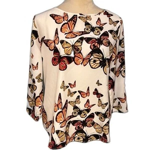 Camicia Sara Morgan semitrasparente farfalla lunghezza 3/4 manica taglia M - Foto 1 di 5