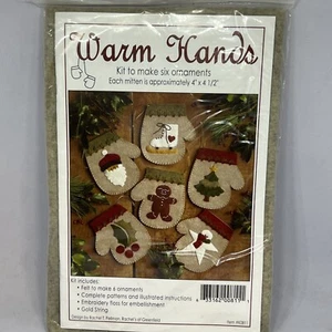 Felt Mitten Ornament Kit Warm Hands by Rachel's of Greenfield make 6 NEW - Picture 1 of 6
