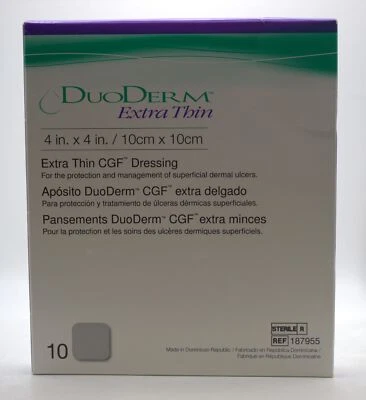 ConvaTec DuoDERM CGF Extra Thin Wound Dressings 4 x 4 Box of 10 Sterile - Image 1 of 4