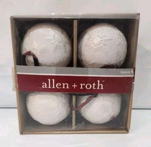 ALLEN + ROTH WEISS 4 KUGEL WEIHNACHTEN Schneeflocke BAUMSCHMUCK #0585449 - Bild 1 von 8