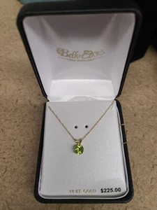 Belk 10K Yellow Gold Chain 18 With Peridot Pendant - Picture 1 of 4