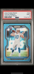 2020 Panini Prizm Justin Herbert 325 Light Blue Psa 9 Mint Chargers RC Rookie Qb