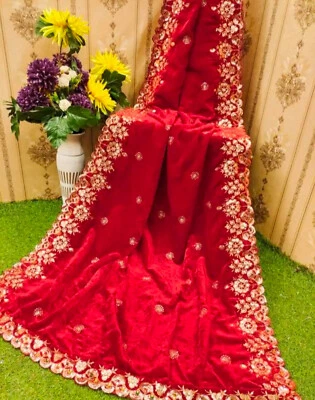Indian traditional hevey velvet bridal wedding swal aniversary partywear shawl - Image 1 of 2
