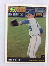1991 Charleston Wheelers-Classic BEST Baseball Card-Tim Cecil