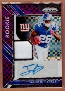 2018 Prizm Saquon Barkley RPA Rookie Purple Power Patch AUTO 28/50 Eagles - Picture 1 of 6