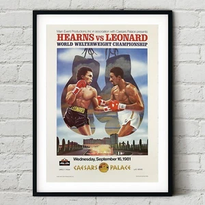 Tommy Hearns vs. Sugar Ray Leonard 1981 Kampfposter | Boxen Wandkunstdruck | - Bild 1 von 3