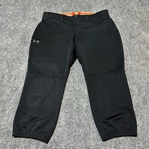 Under Armour Baseball Pants Adult Medium Black Fitted Belt Loops Uniform Mens - Picture 1 of 11