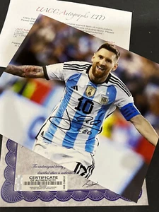 HAND SIGNED NEW LIONEL MESSI ARGENTINA 10x8 GENUINE AUTOGRAPH PHOTO + COA - Picture 1 of 1