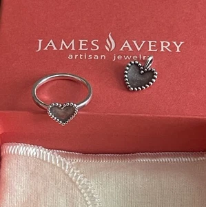 Juego de anillo y colgante James Avery corazón con cuentas retirado - Imagen 1 de 13