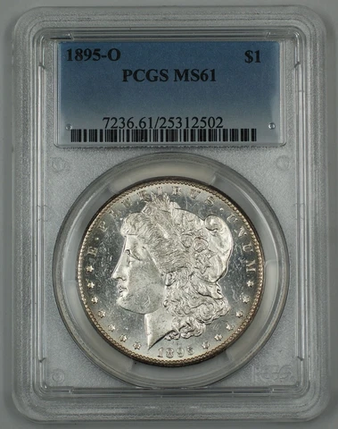 1895-O Morgan Silver Dollar Coin PCGS MS-61 (Choice)(Proof-like) *Key Date* Cover