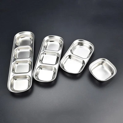  4 PCS Porta Condimenti Piatti Da Servizio Spuntino Acciaio Inossidabile - Immagine 1 di 4