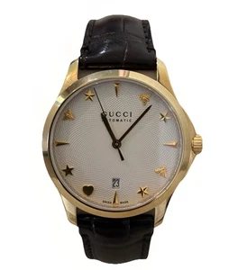 Orologio unisex nuovo con scatola autentico GUCCI G-Timeless quadrante argento Y-oro PVD pelle - Foto 1 di 24