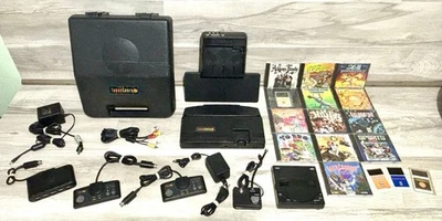 Consola de sistema TurboGrafx-CD con controladores de estación de acoplamiento 15 juegos y estuche leer Foto 1 de 4