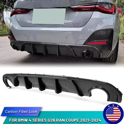 For BMW 4 Series G26 420i Gran Coupe 2021-2024 Rear Bumper Diffuser Carbon Look Foto 1 de 4