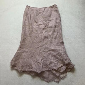 Damen Maxirock Fairy Boho rosa Leinen asymmetrisch Sandwich Größe M - Bild 1 von 9