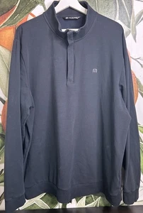 Pullover Travis Mathew Hombres 2XL Negro Escala 1/4 Cremallera Golf Elastizado Rendimiento - Imagen 1 de 7