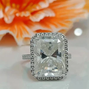 Anello di fidanzamento in argento sterling 925 con diamanti coltivati ​​in... - Foto 1 di 5