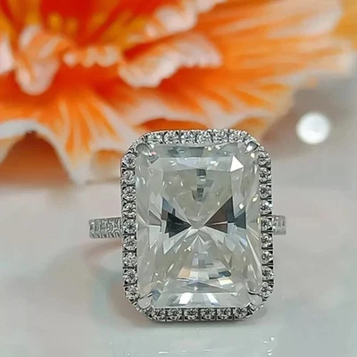 Anello di fidanzamento in argento sterling 925 con diamanti coltivati ​​in... - Immagine 1 di 4