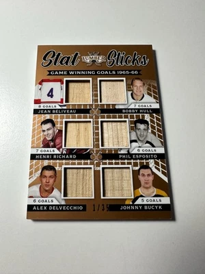 2022 Leaf Lumber Beliveau Hull Esposito Delvecchio 6 Stick Relic 1/35 Stat Stick - Image 1 of 2