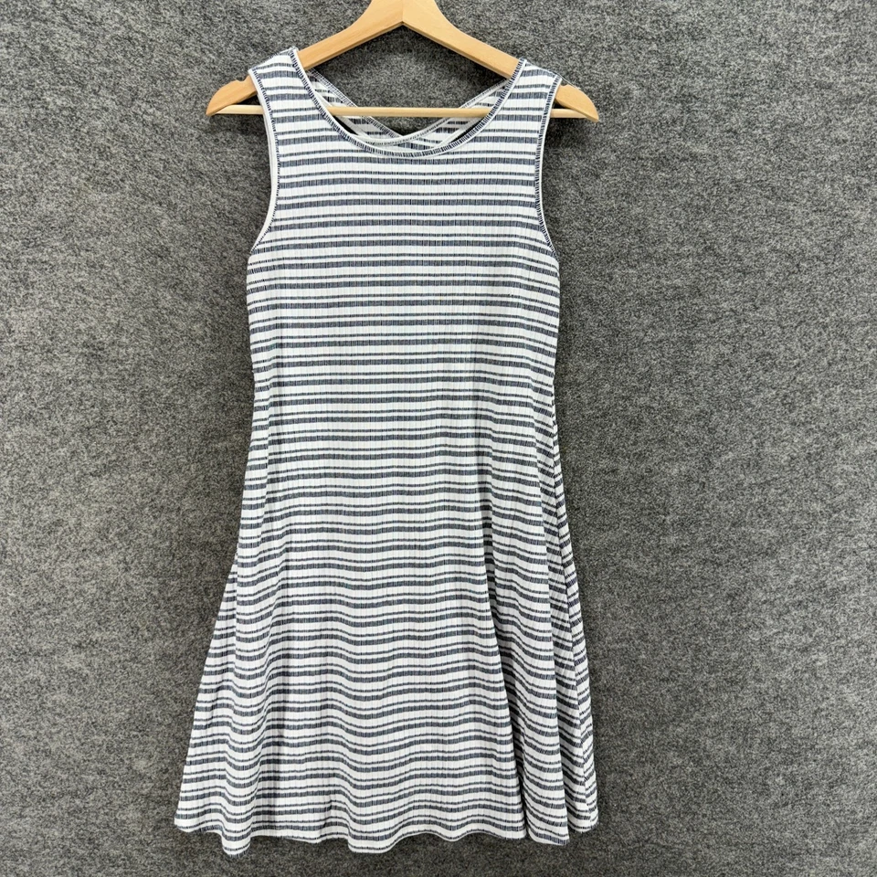 Vestido Jessica Simpson Mujer M Medio Gris Rayas Funda Midi Sin Mangas Algodón Foto 1 de 4