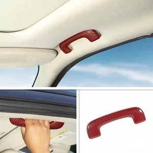 For 2011-2025 Dodge Durango ABS Red Carbon Fiber Roof Bar Grab Handle Cover Trim - Picture 1 of 8