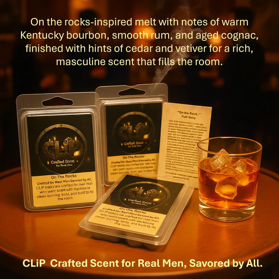 CLiP CANDLES - Crafted Scent For Real Men-Handcrafted Soy Wax Melts-On the Rocks - Image 1 of 4