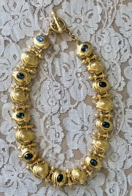 РЕДКИЙ FENDI 18K ЗОЛОТО ПОКРЫТИЕМ И СИНИЙ GRIPOIX СТЕКЛА ВЗЛЕТНО-ПОСАДОЧНОЙ ПОЛОСЫ ОЖЕРЕЛЬЕ - Изображение 1 из 4