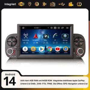 Radio de coche 4+64 GB Android 14 DAB+ Navi CarPlay 8 núcleos Wifi DSP USB Fiat Panda MK3 - Imagen 1 de 23