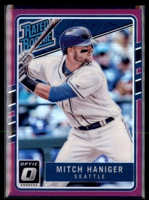 2017 Panini Donruss Optic Pink Prizm Mitch Haniger Mariners 64 Rated Rookie - Image 1 of 2