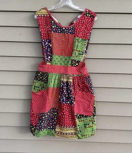 1970s Vintage Design House Patchwork Pinafore Apron Dress One Size AS IS - Picture 1 of 5
