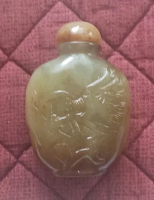 ANTIGUA BOTELLA DE TABACO CHINA ● JADE TALLADO o AGATA ● BUENA TRANSLUCIDEZ ● Foto 1 de 4