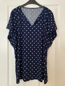 Blue, White Spot T Shirt Blouse Top L VGC - Picture 1 of 5