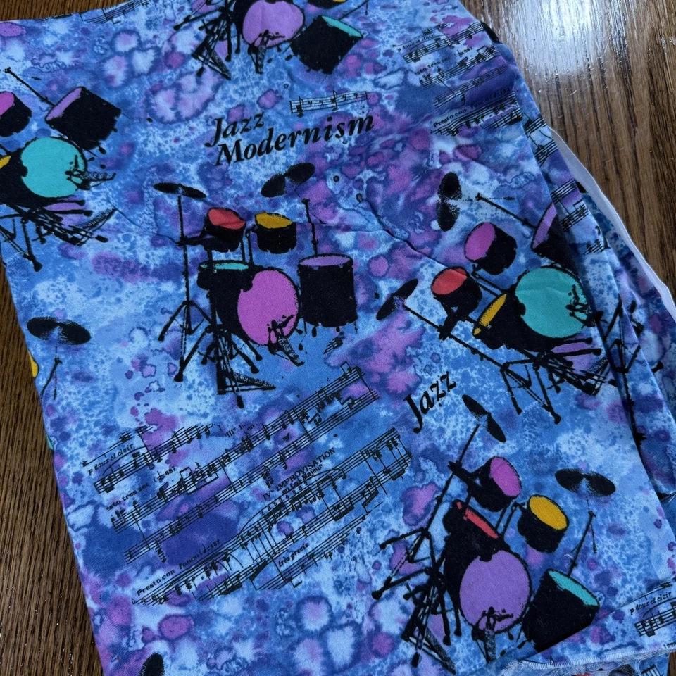 Fabric Watercolor Drums, Jazz, Music, Remnant Hobby Lobby  100% Cotton - Image 1 of 1
