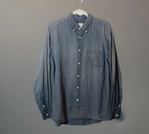 Alex Crane Shirt Mens Vintage Wash Blue 100% Linen Button Down Long Sleeve M/L - Picture 1 of 6