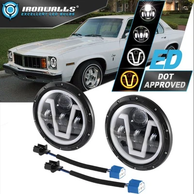 Par de faróis de LED 7" Hi/Lo DRL lâmpada de seta para Oldsmobile Omega 1973-1979 - Imagem 1 de 4